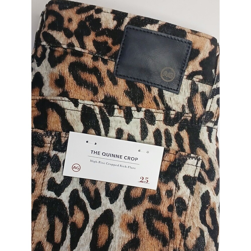 AG Adriano Goldschmied Pant Sz 25 Quinne Crop High-rise Kick Flare Leopard Print - Picture 3 of 16
